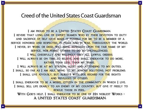 coast guard credo|Creed of the United States Coast Guardsman .
